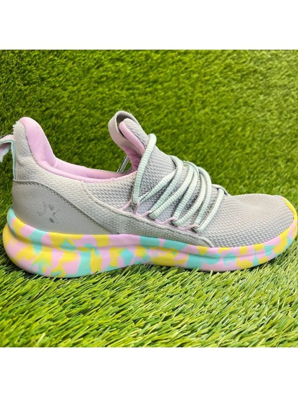 Adidas Lite Racer Adapt 7.0 Girls Size 4.5Y Gray Running Athletic Shoes Sneakers